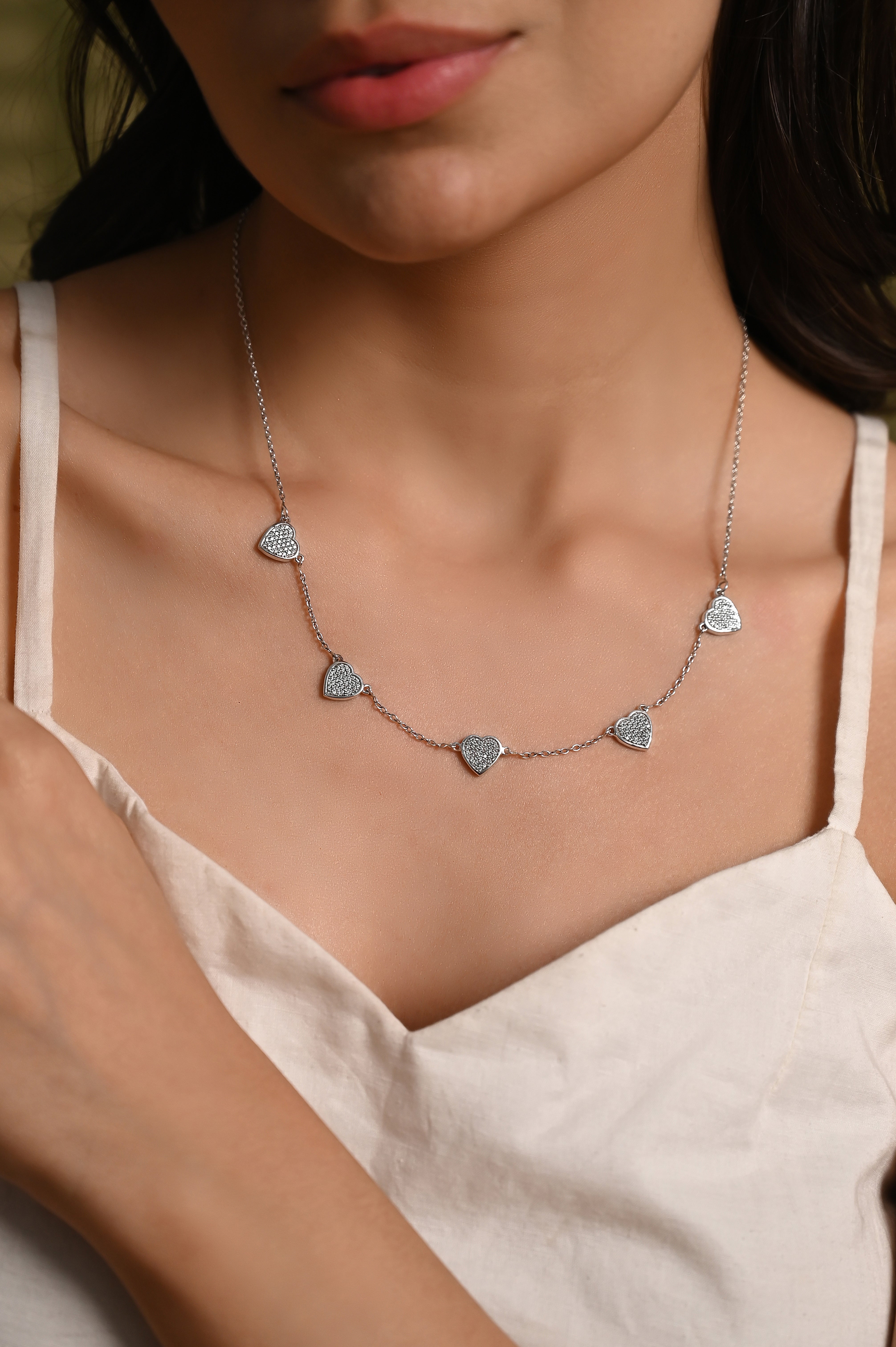 Little Hearts Iced Out Necklace