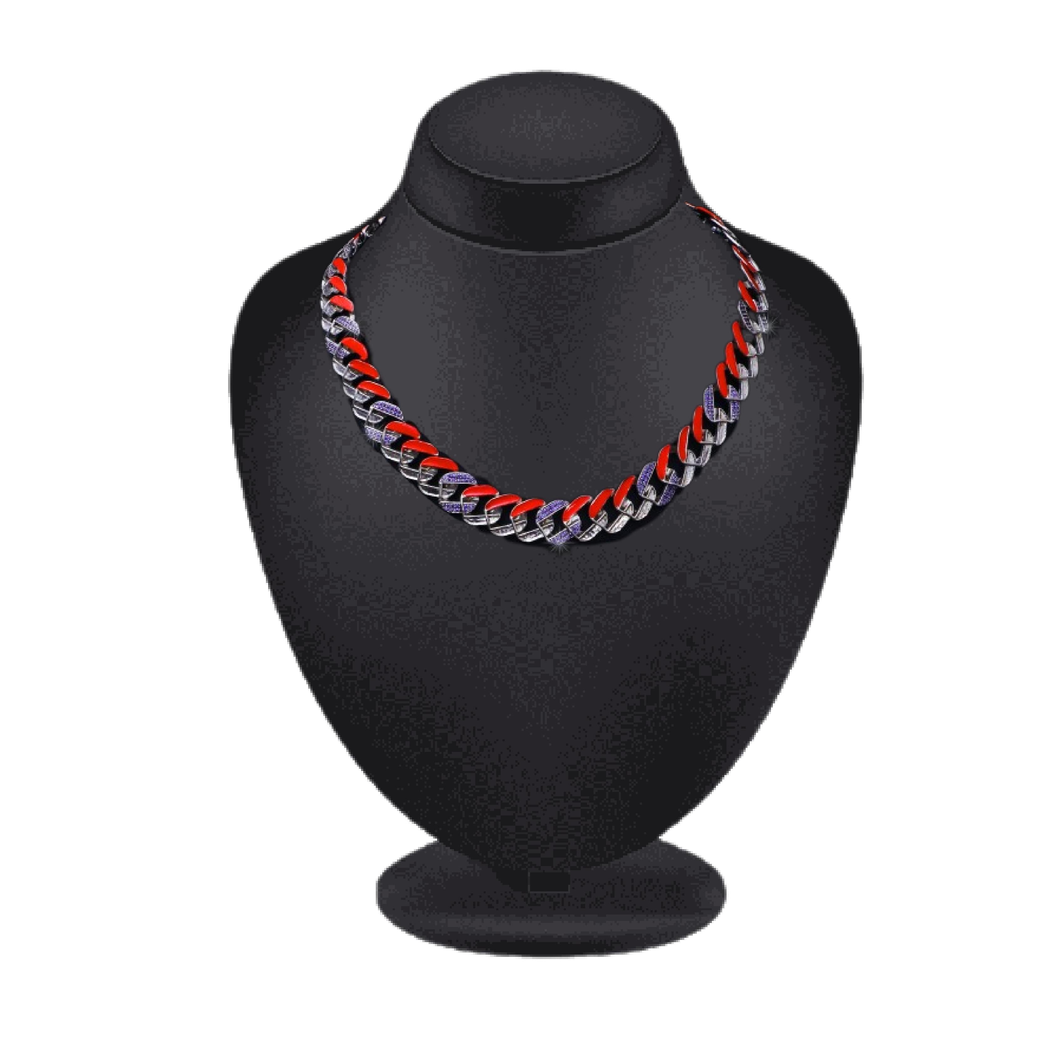 Crazy colour Bi-colour Classic Cuban Chain - (Glows In The Dark) (Neon Orange)