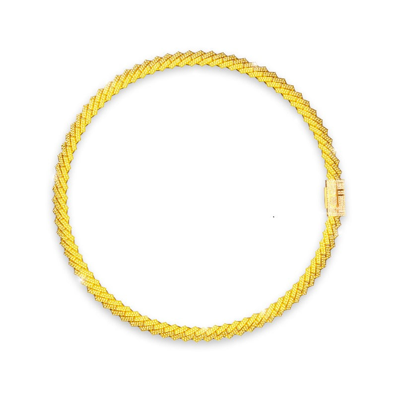 18k Yellow Gold 8mm Raised Cuban Chain