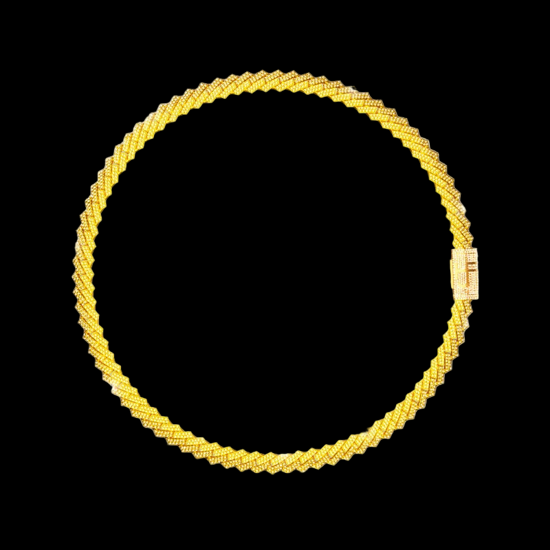 18k Yellow Gold 8mm Raised Cuban Chain