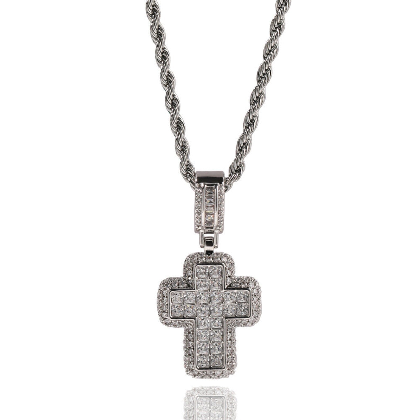 T CROSS EMERALD CUT ICED OUT PENDANT