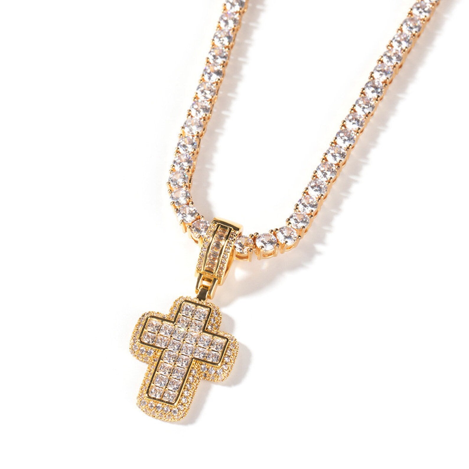 T CROSS EMERALD CUT ICED OUT PENDANT