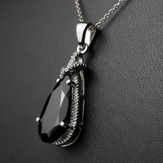 Black Spinel Pear Shape Pendant