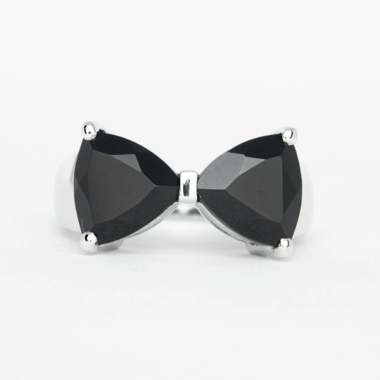 Black Spinel Dual Triangle Stone Ring