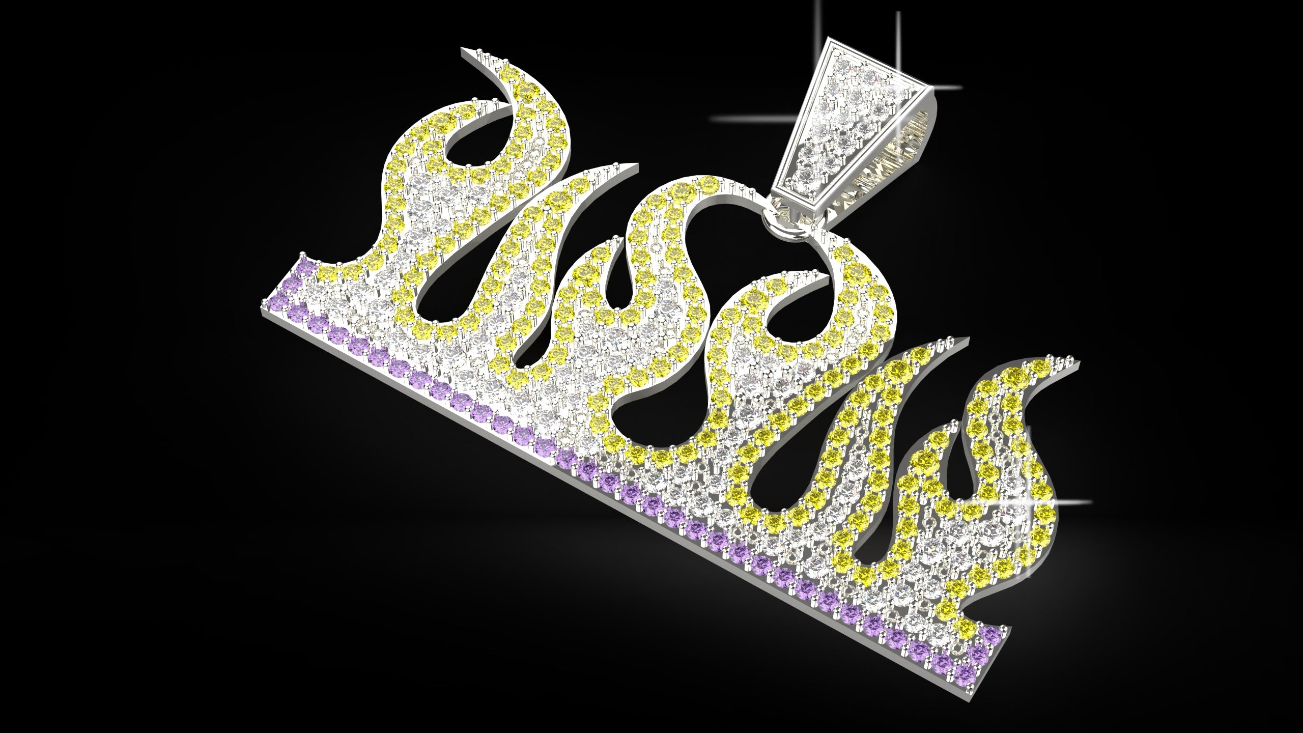 Flame Iced-Out Pendant