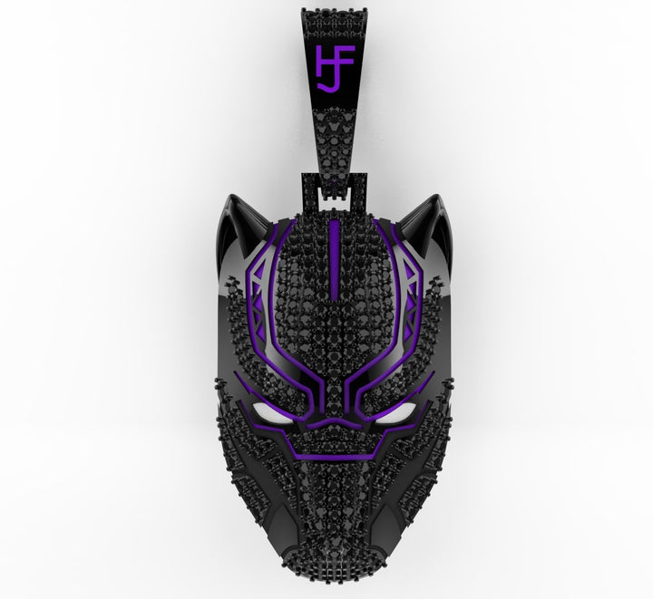 ED Panther Mask Pendant with Purple Stones