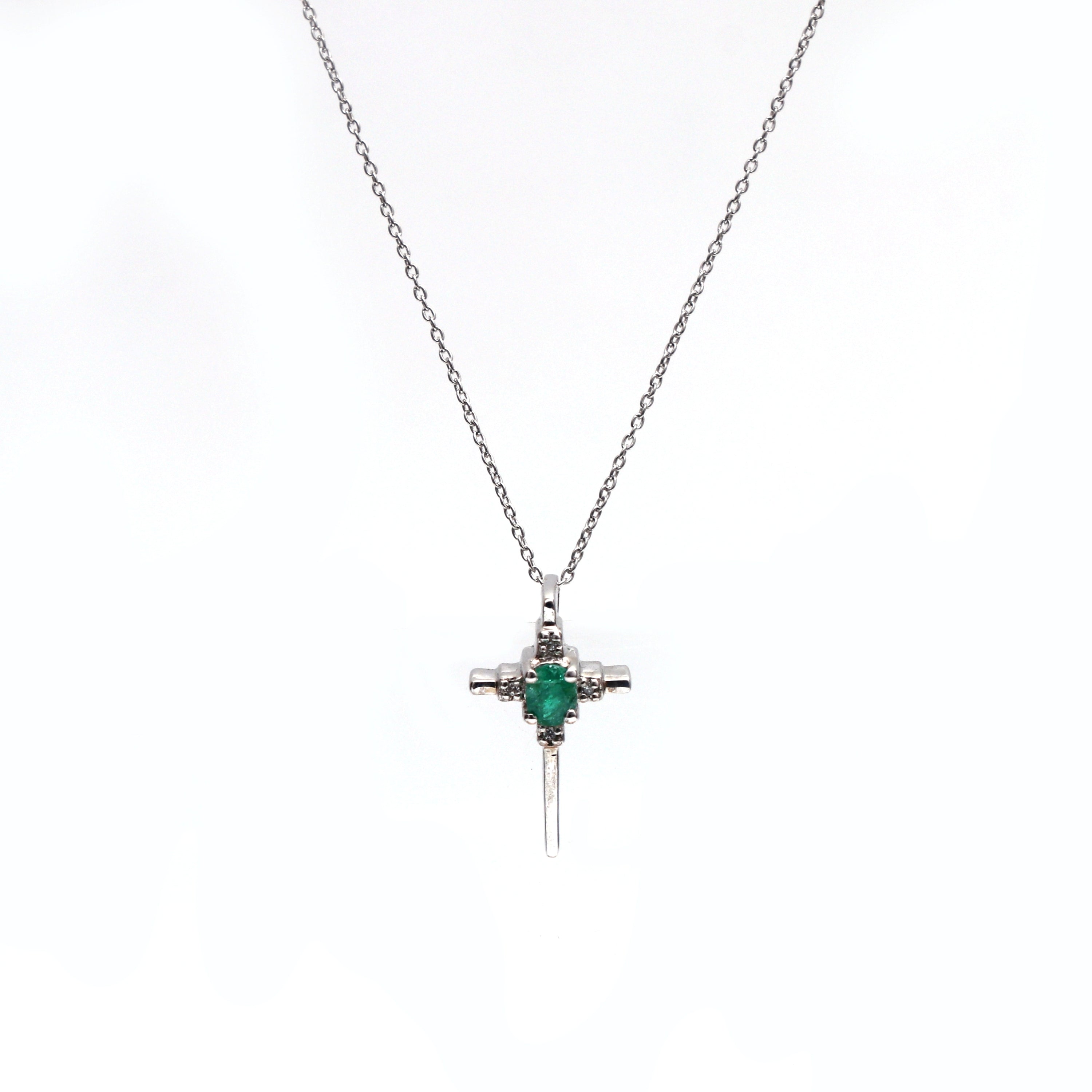 Natural Emerald Cross Pendant - UNISEX