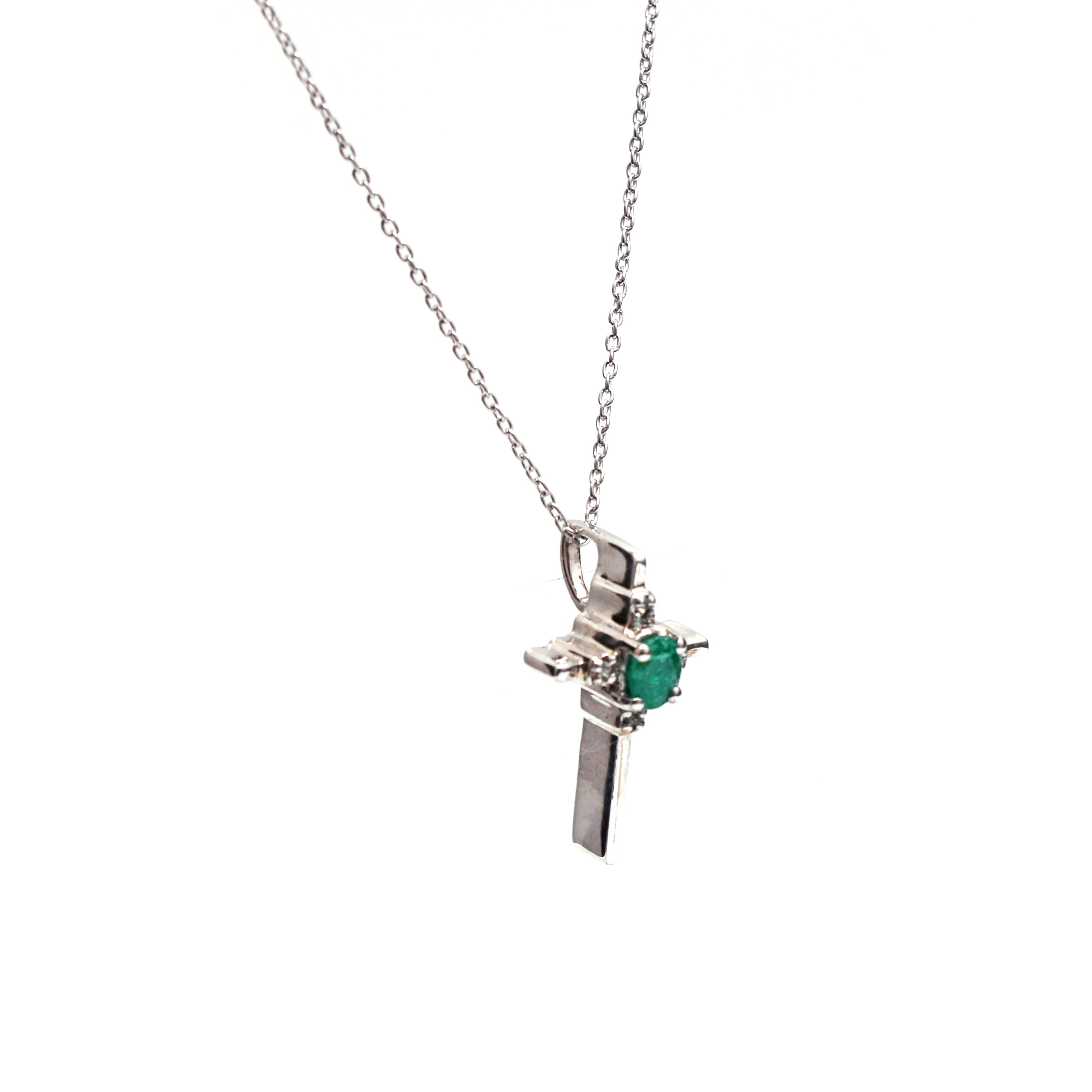 Natural Emerald Cross Pendant - UNISEX