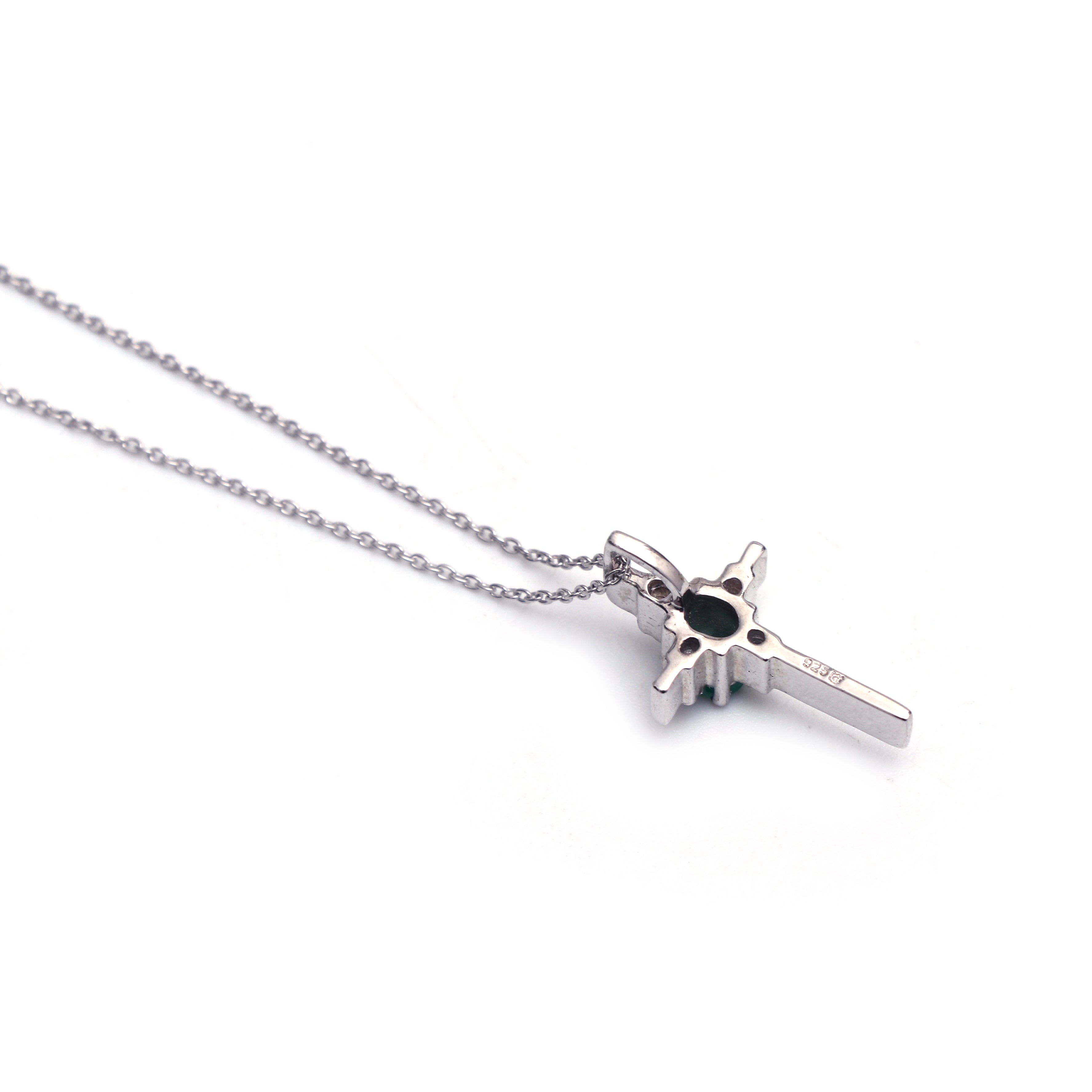Natural Emerald Cross Pendant - UNISEX