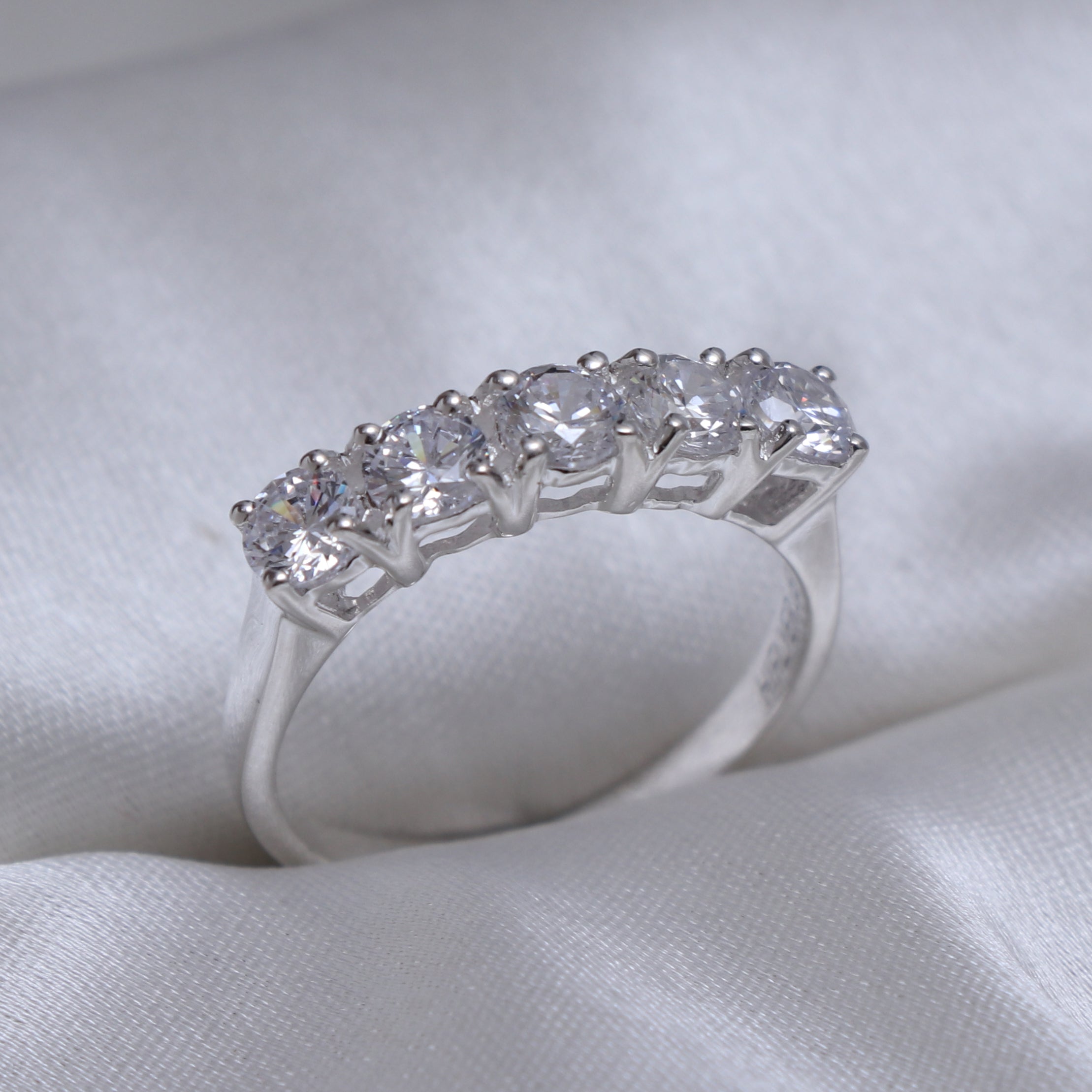 White Gemstone Adjustable Ring