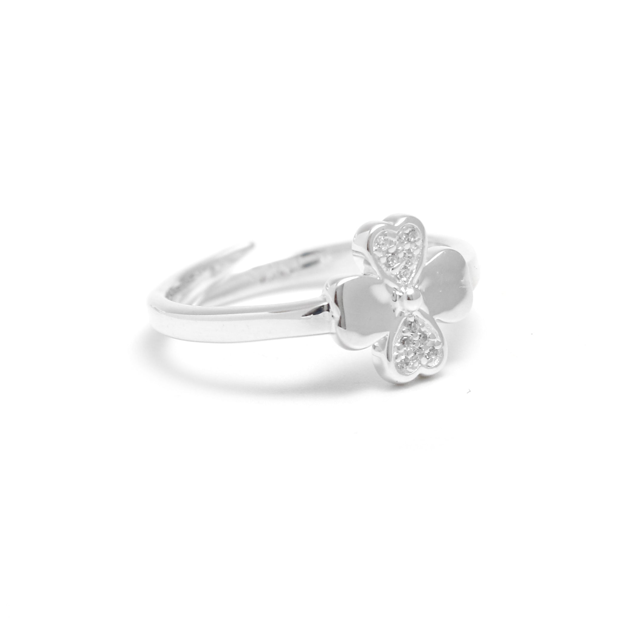 Floral Design White Gemstone Adjustable Ring