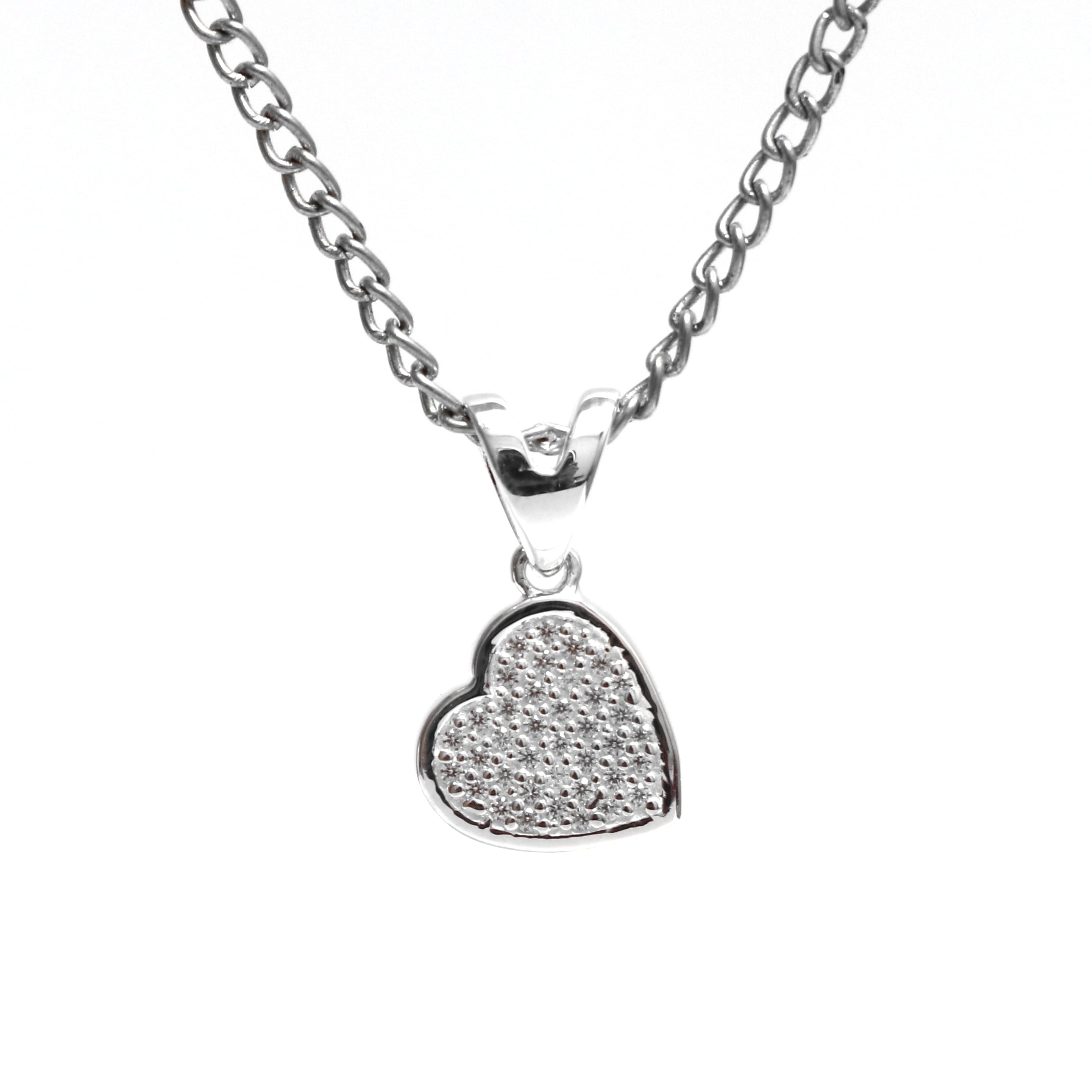Tilted Heart Iced Dainty Pendant