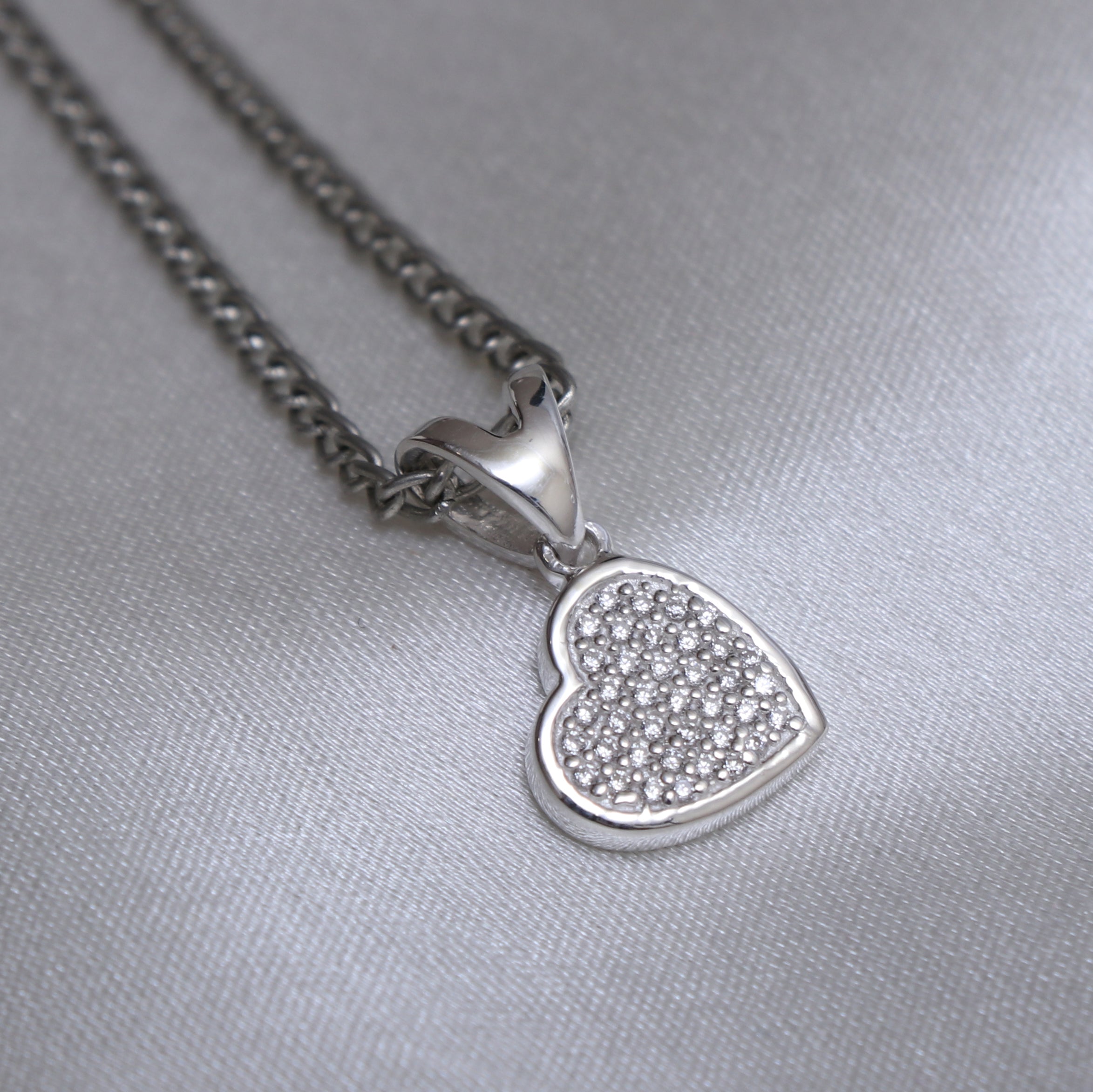 Tilted Heart Iced Dainty Pendant