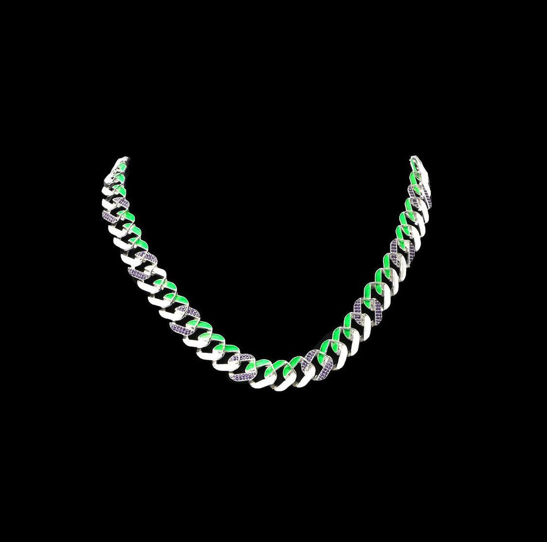 Bi-Color Crazy Cuban Chain - (Glow in the dark)