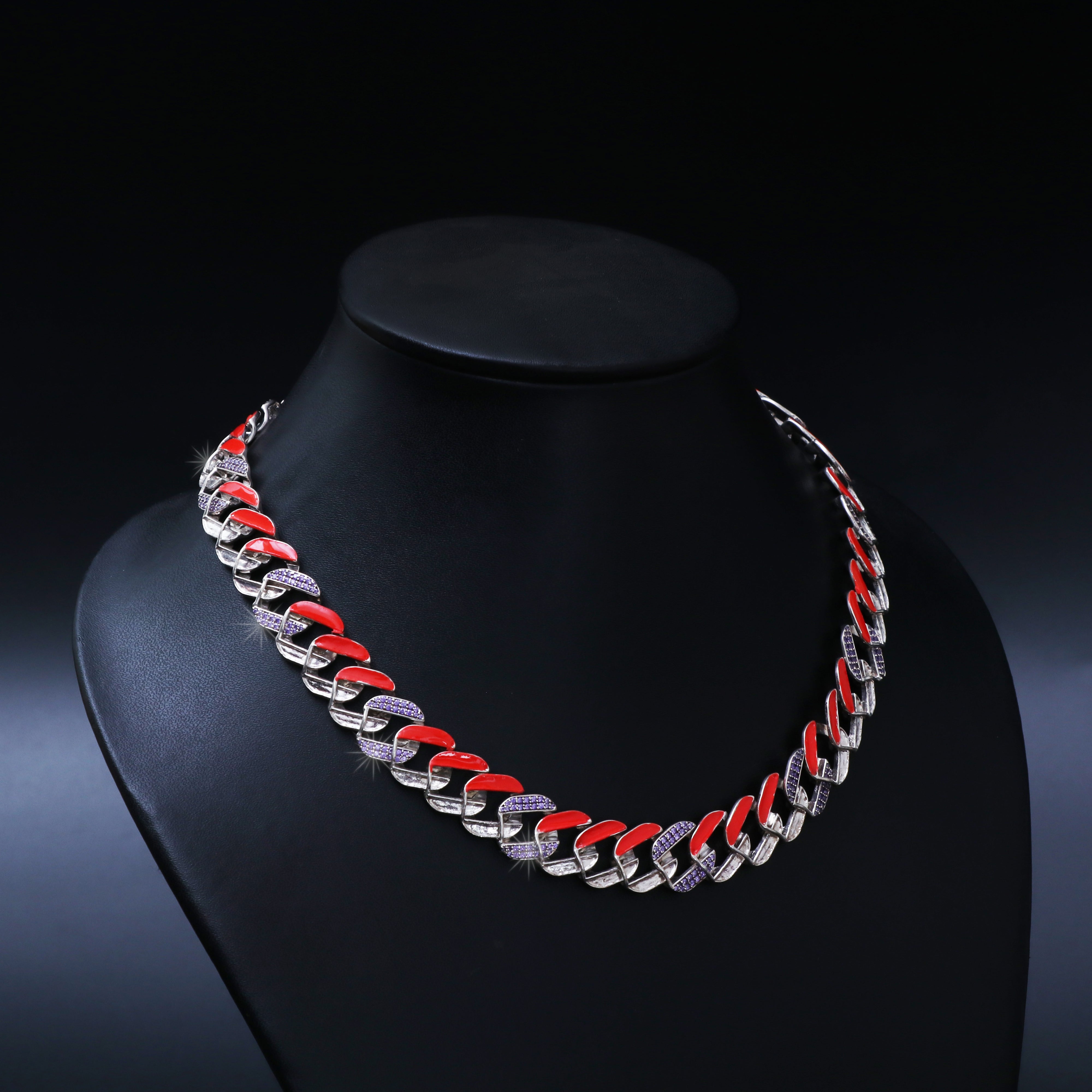 Crazy colour Bi-colour Classic Cuban Chain - (Glows In The Dark) (Neon Orange)