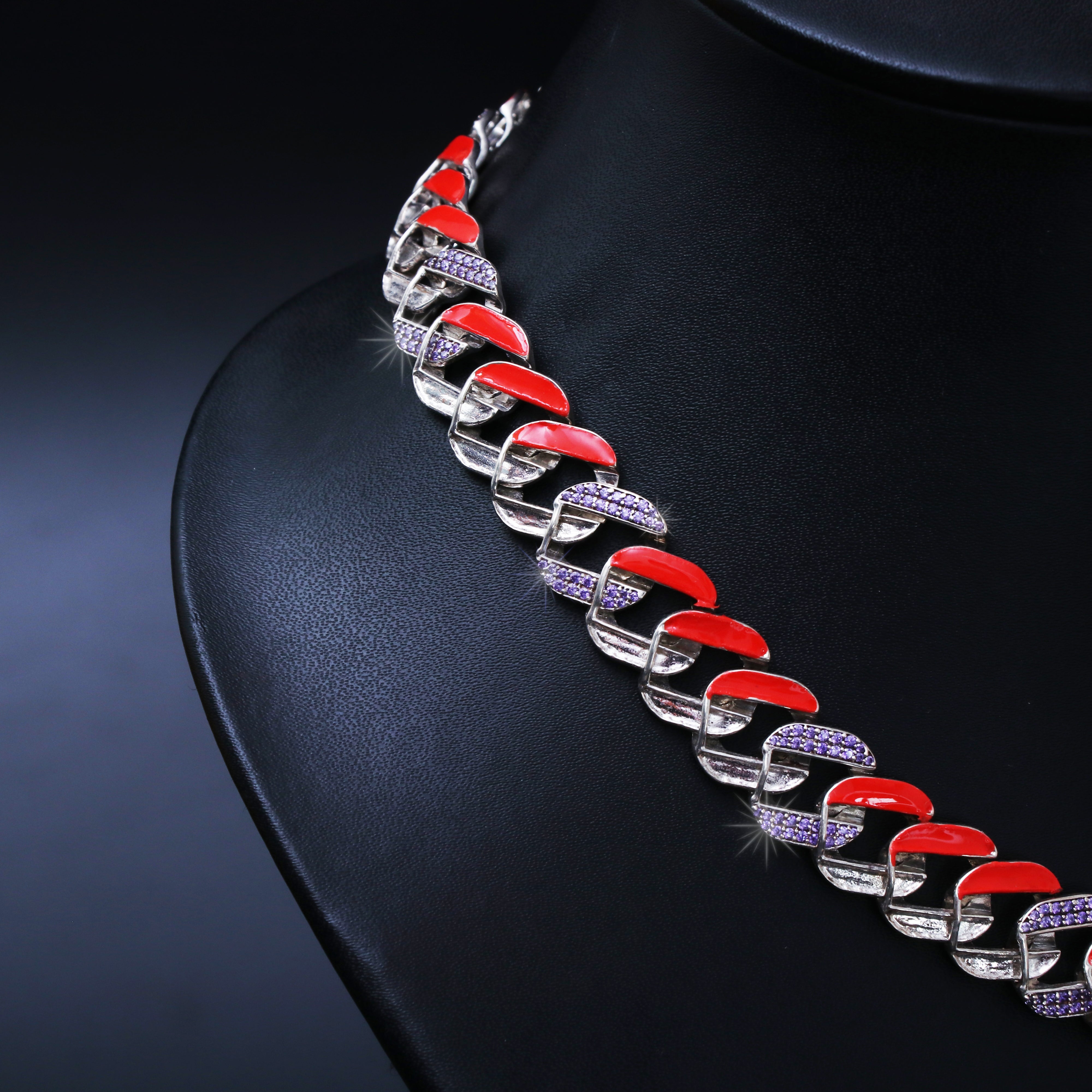 Crazy colour Bi-colour Classic Cuban Chain - (Glows In The Dark) (Neon Orange)