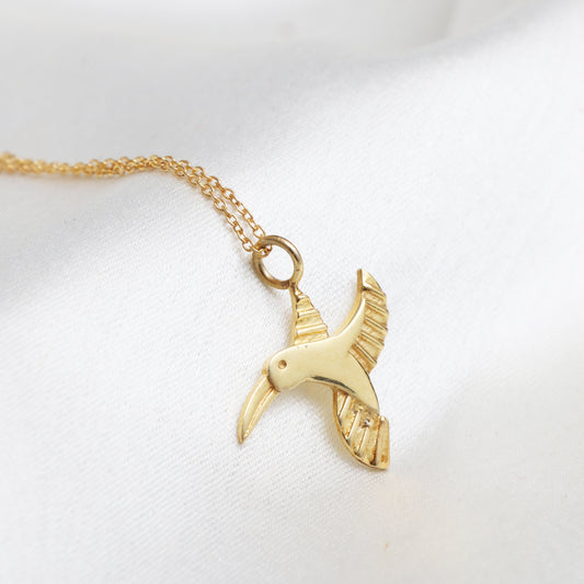 Flying Kingfisher Pendant (Comes with a complimentary Gold Plated Silver Chain)