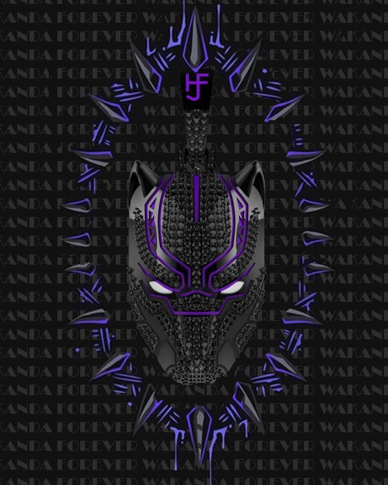 Iced Out Black Panther Pendant - GLOW IN THE DARK
