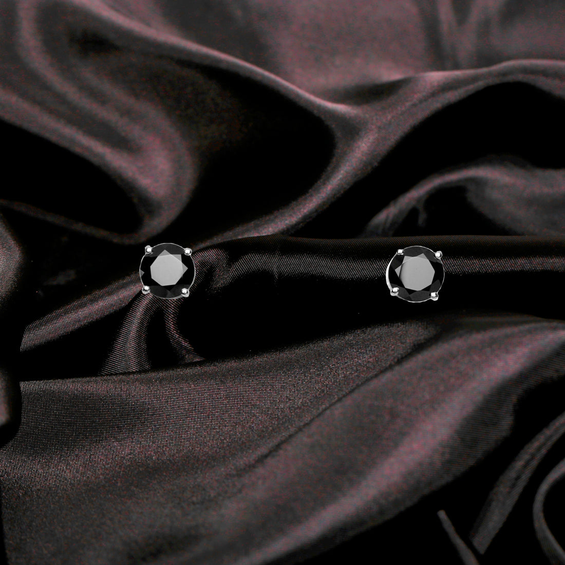 Black Spinel Round Stud Earring