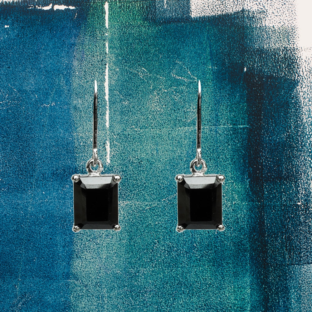 Black Spinel Octagon Drop Earring