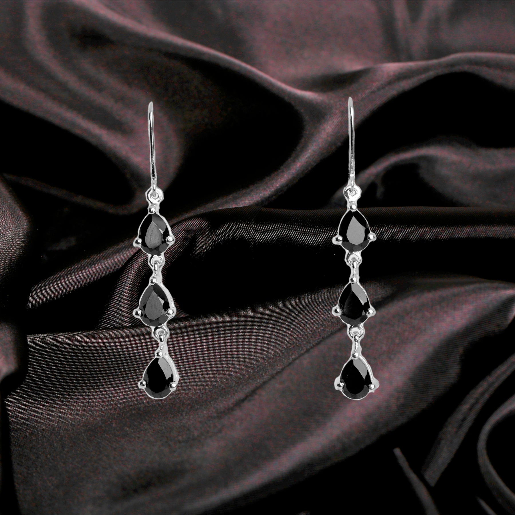 Black Spinel Drop Dangle Earring
