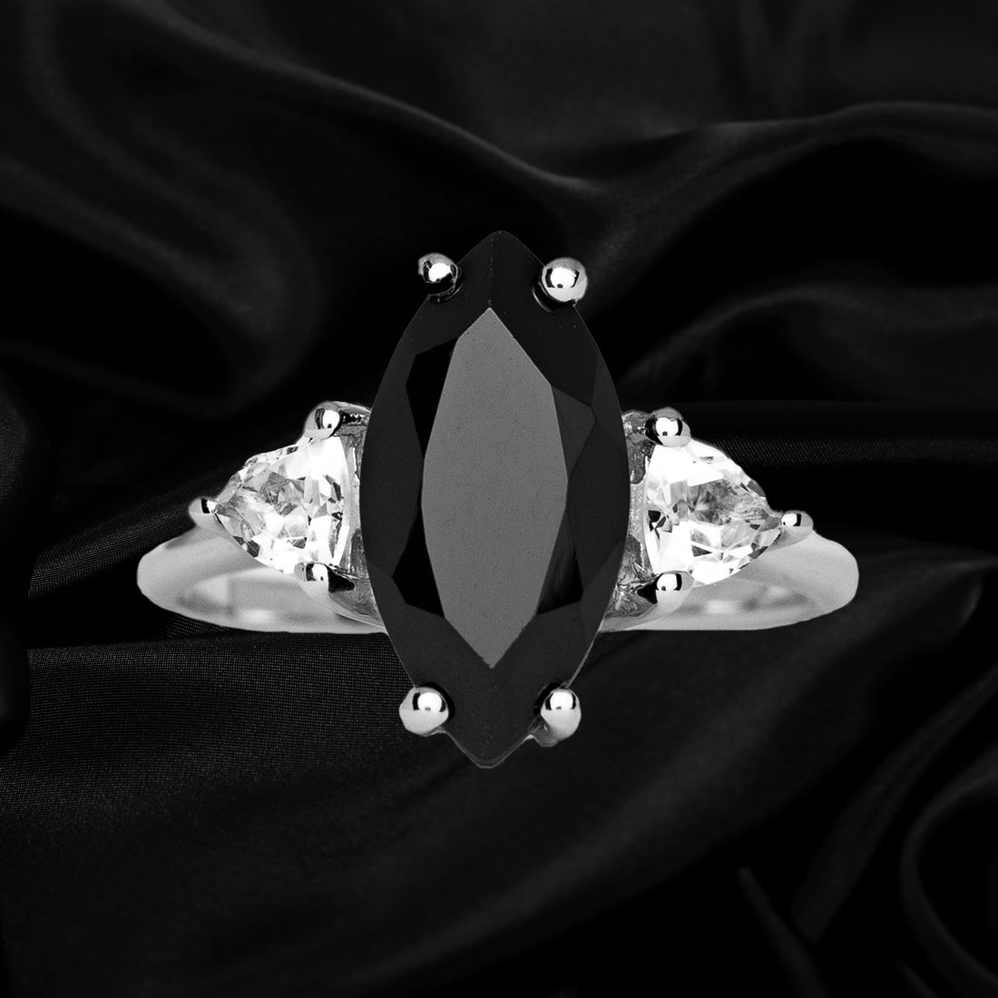 Black Spinel Marquise Gemstone Ring
