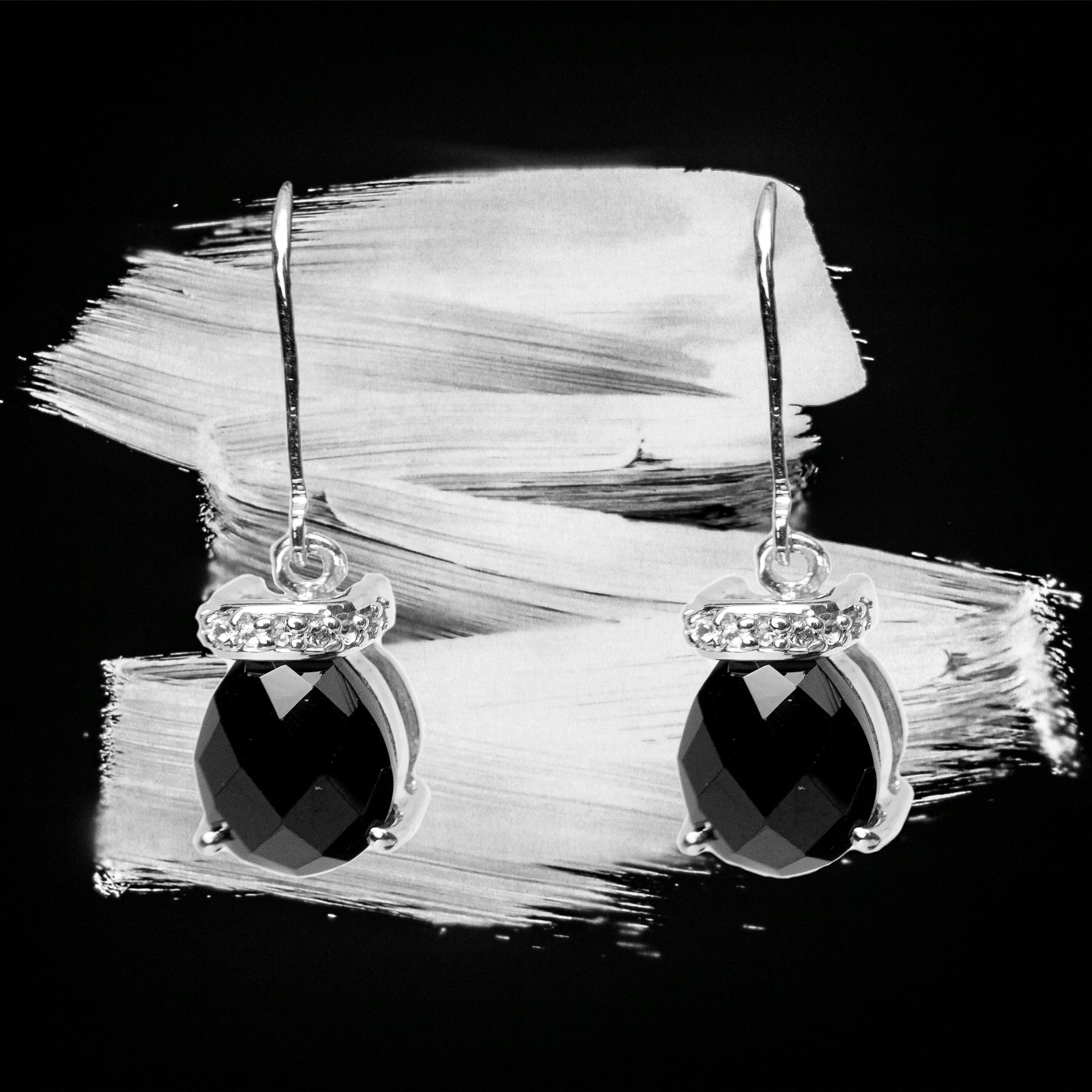 Black Spinel Silver Earring