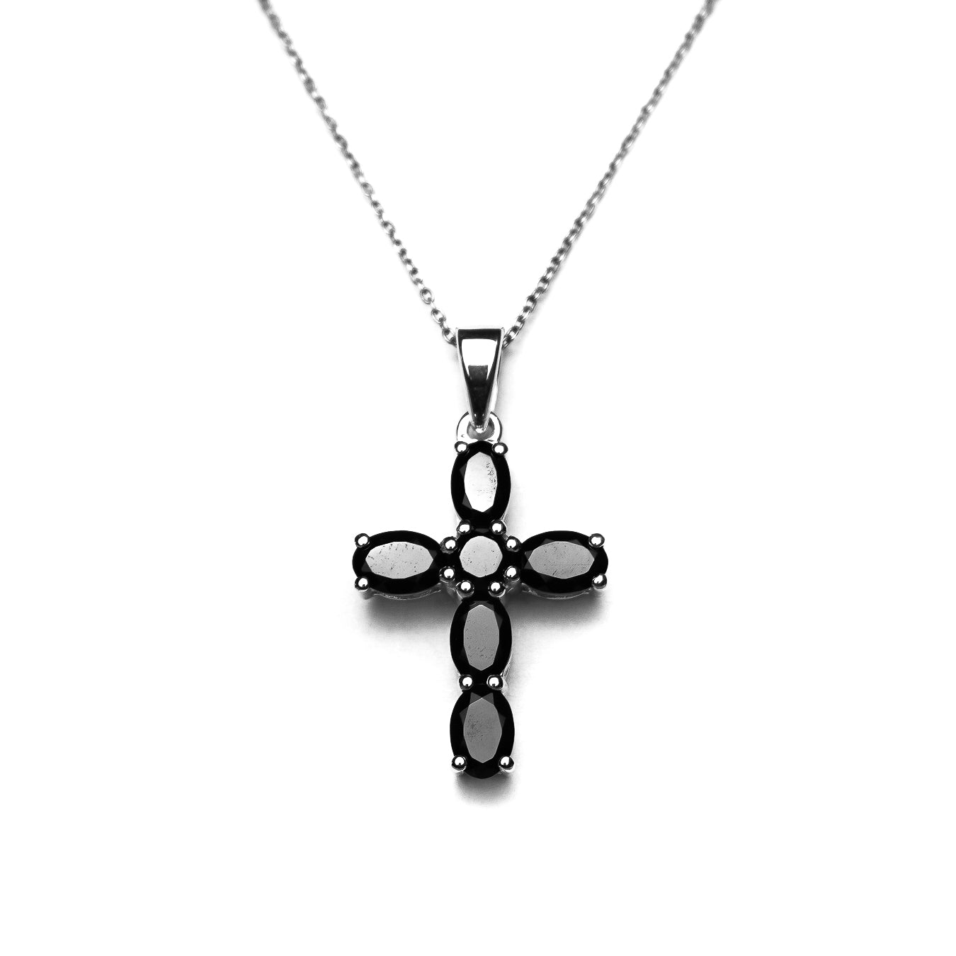 925 Sterling Silver Gemstone Cross Pendant Necklace - Ruby Lane