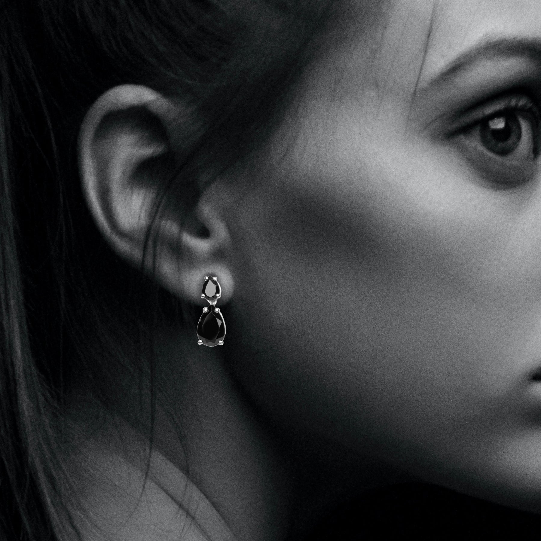 Black Spinel Drop Earring