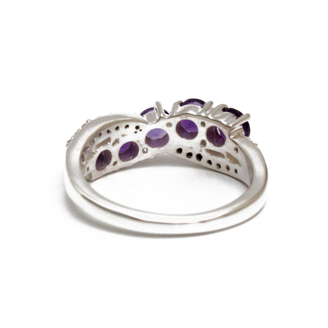 925 Sterling Silver Round-Stone Amethyst Exquisite Ring