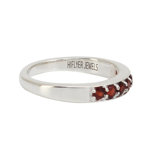 Purple Rhodolite Garnet Gemstone Half Eternity Band Ring