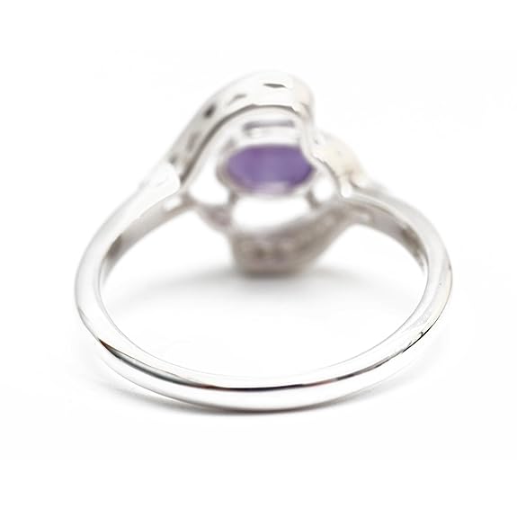 925 Sterling Silver Oval-Stone Amethyst Modern Ring