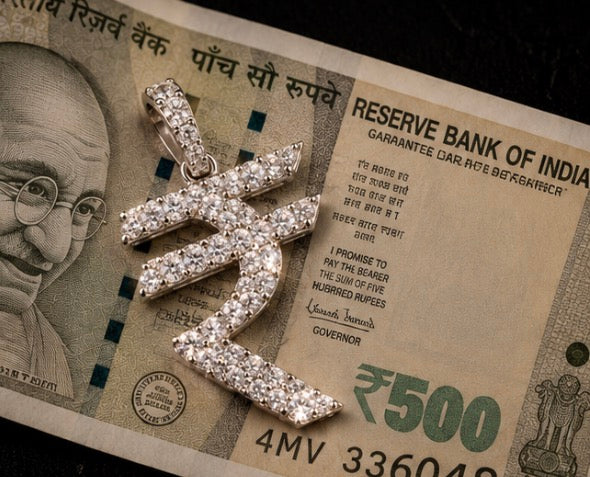 Iced Out ₹ Indian Rupee Sign Pendant