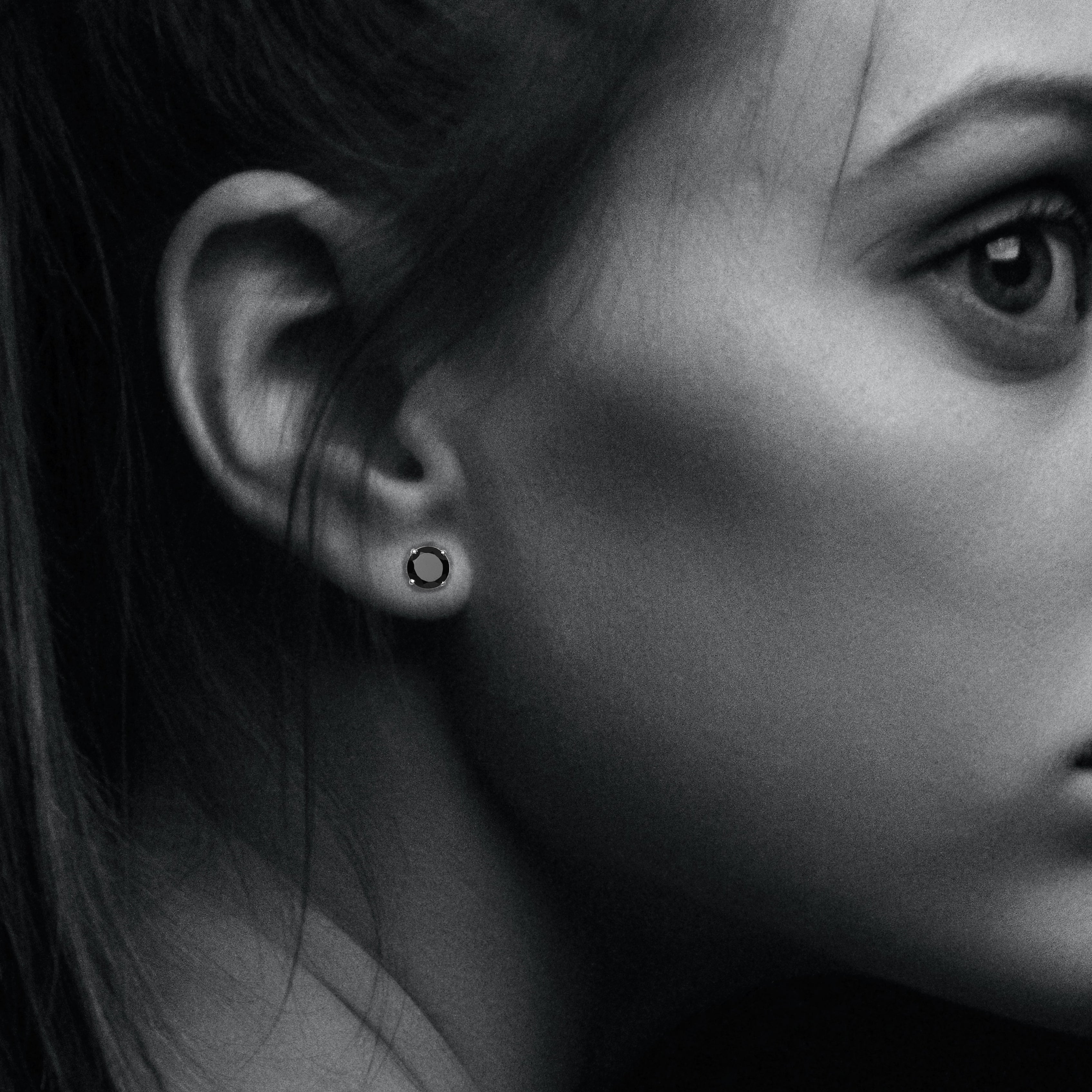 Black Spinel 8 MM Round Stud Earring