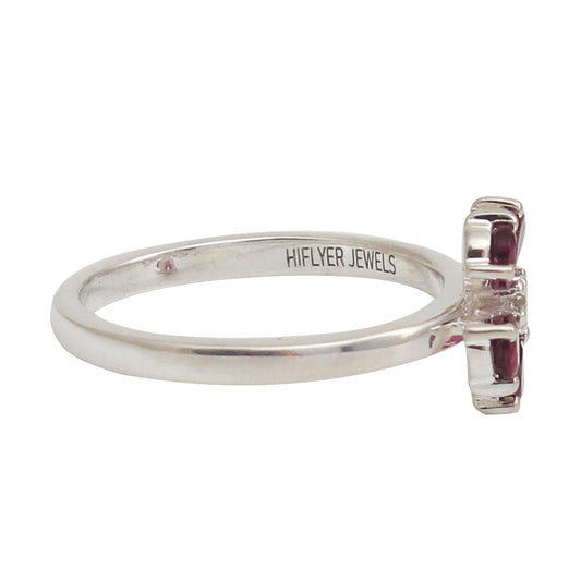 Purple Rhodolite Garnet Gemstone Floral Design Ring