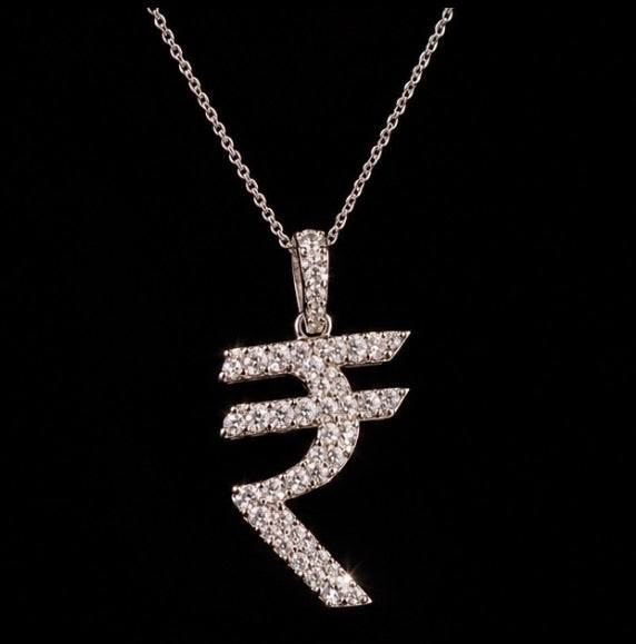 Iced Out ₹ Indian Rupee Sign Pendant