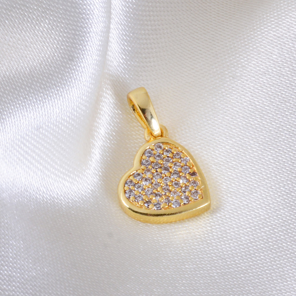 Tilted Heart Iced Dainty Pendant