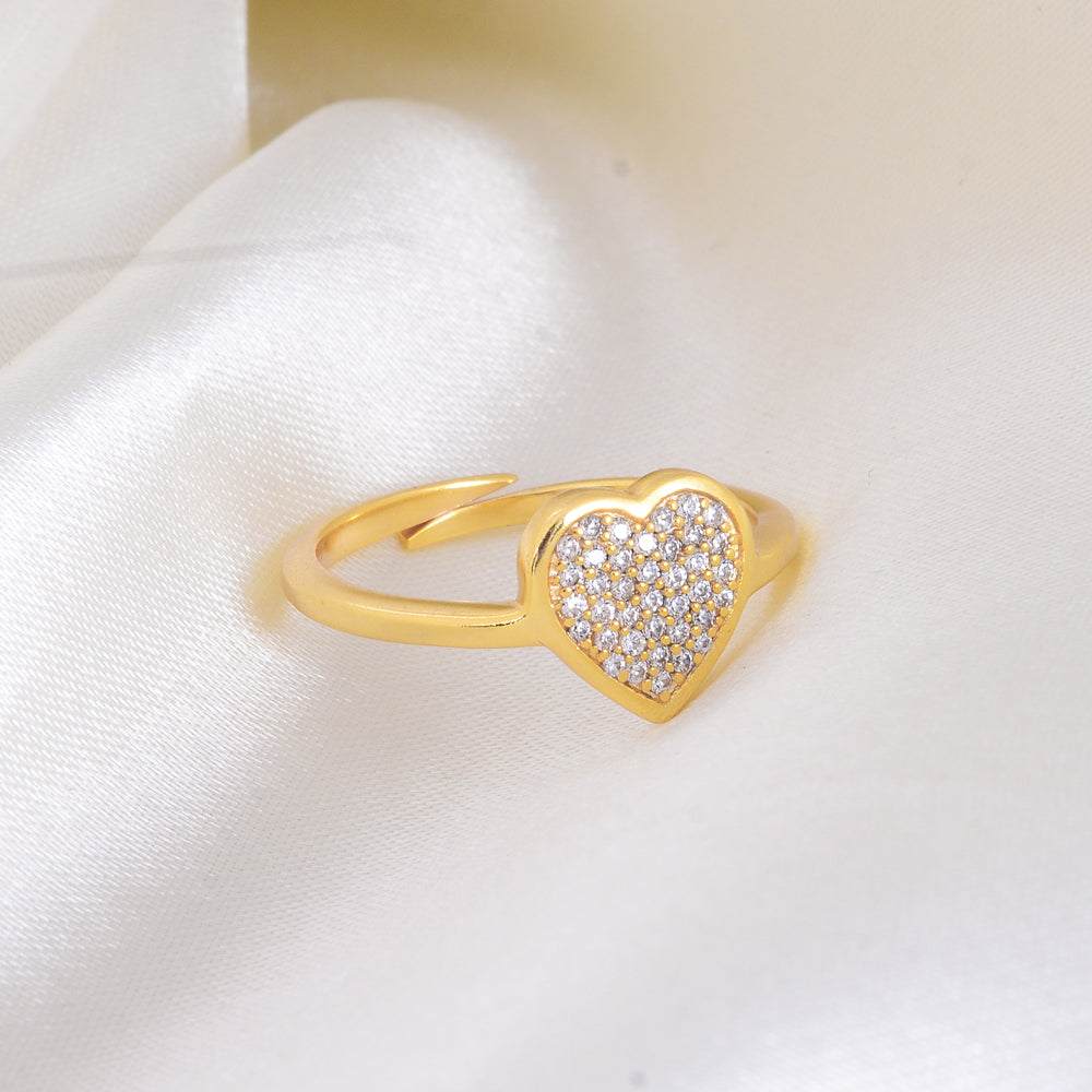 Heart Design Adjustable Gemstone Ring