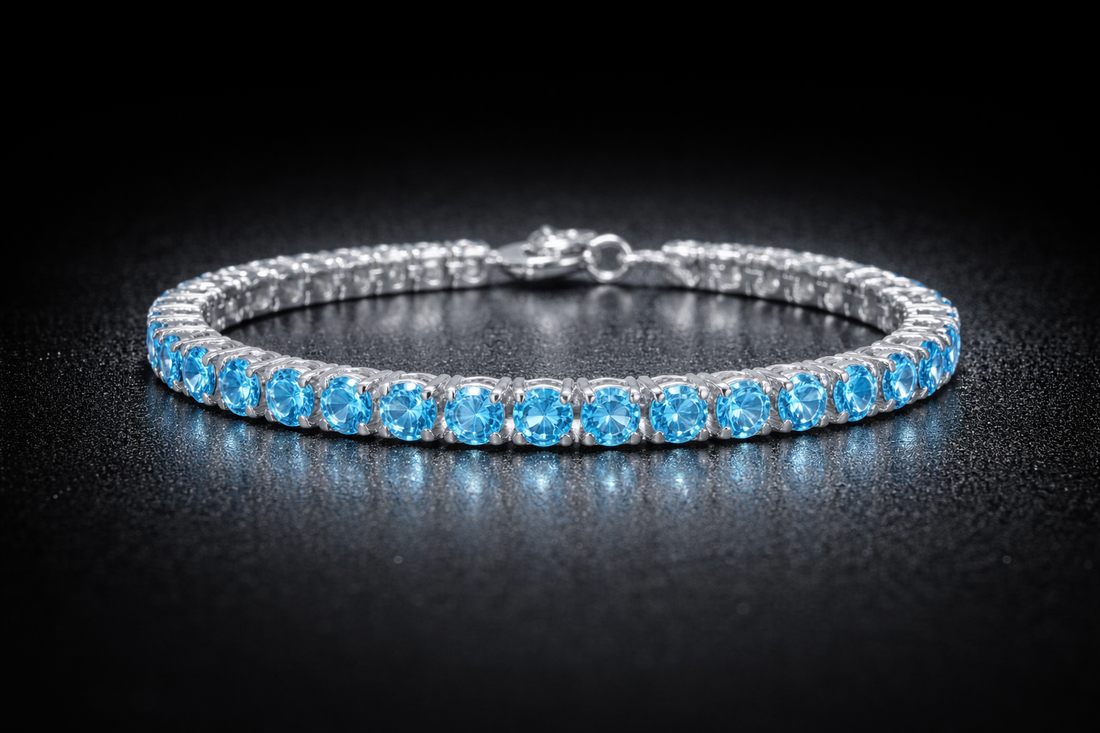 ED Tiffany blue iced out 4mm Tennis Bracelet