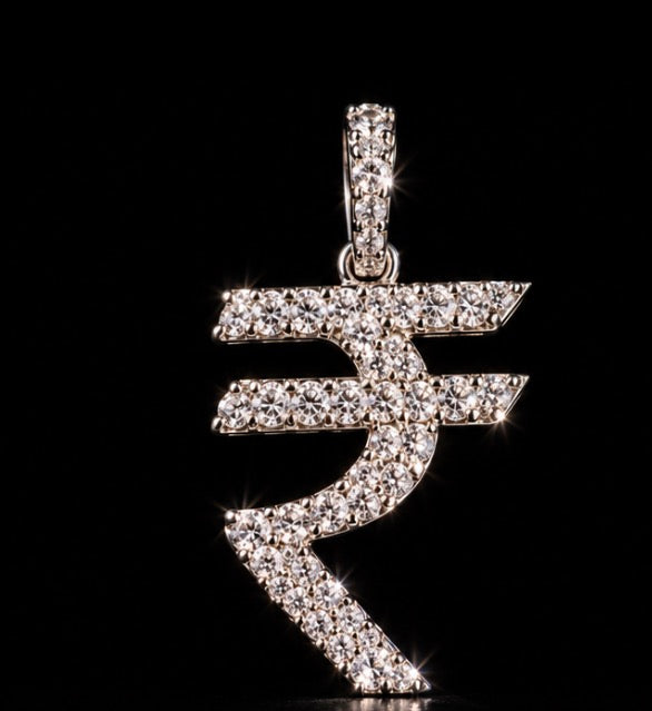 Iced Out ₹ Indian Rupee Sign Pendant