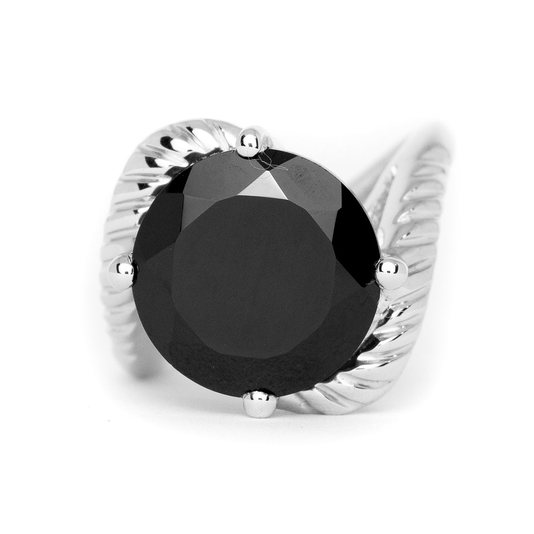 Exquisite Black Spinel Round Gemstone Ring