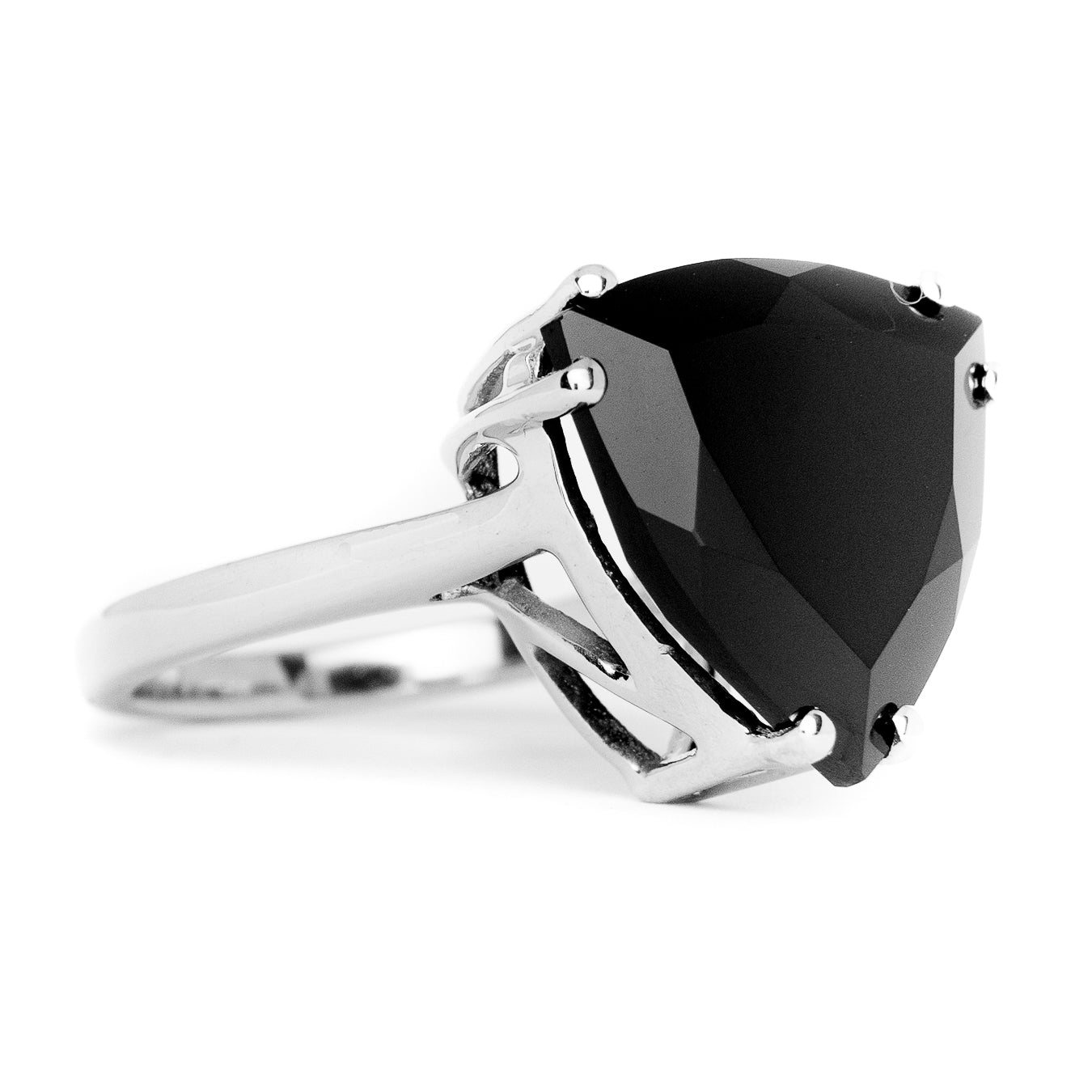 Black Spinel Triangle Gemstone Ring