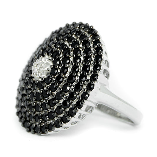 Exquisite Black Spinel Cocktail Ring