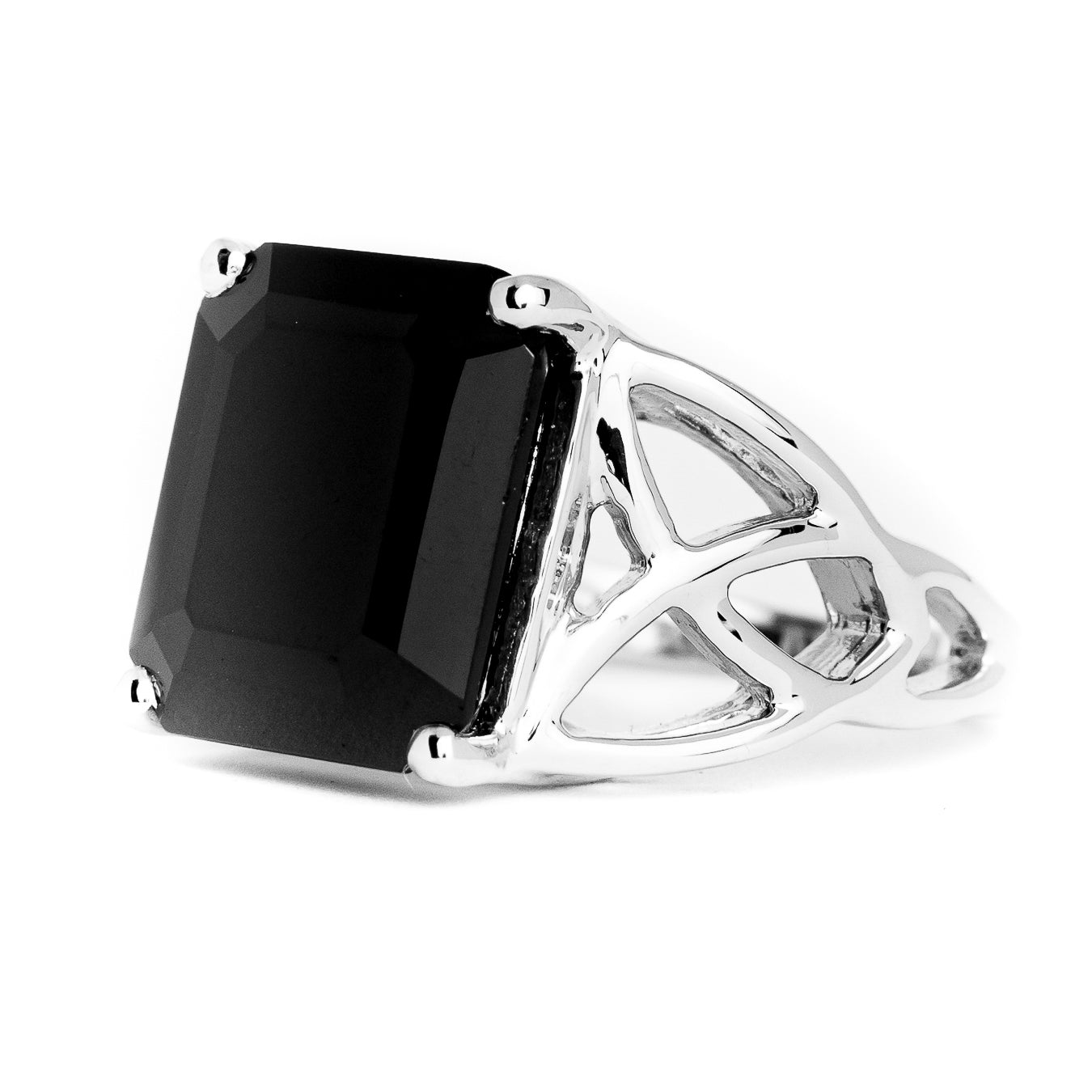 Black Spinel Octagon Ring