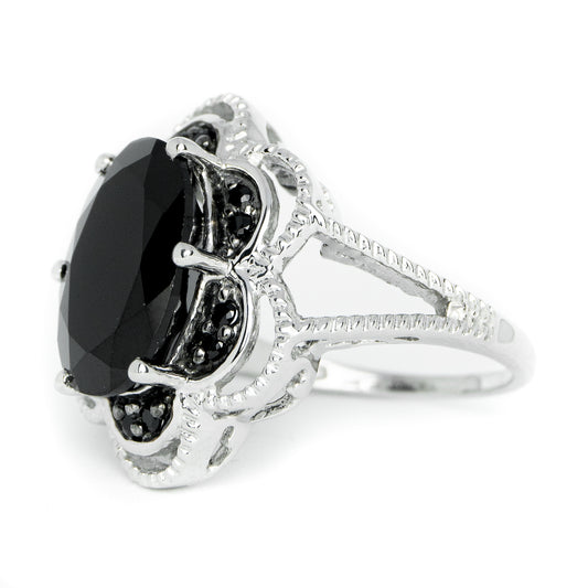 Black Spinel Designer Ring