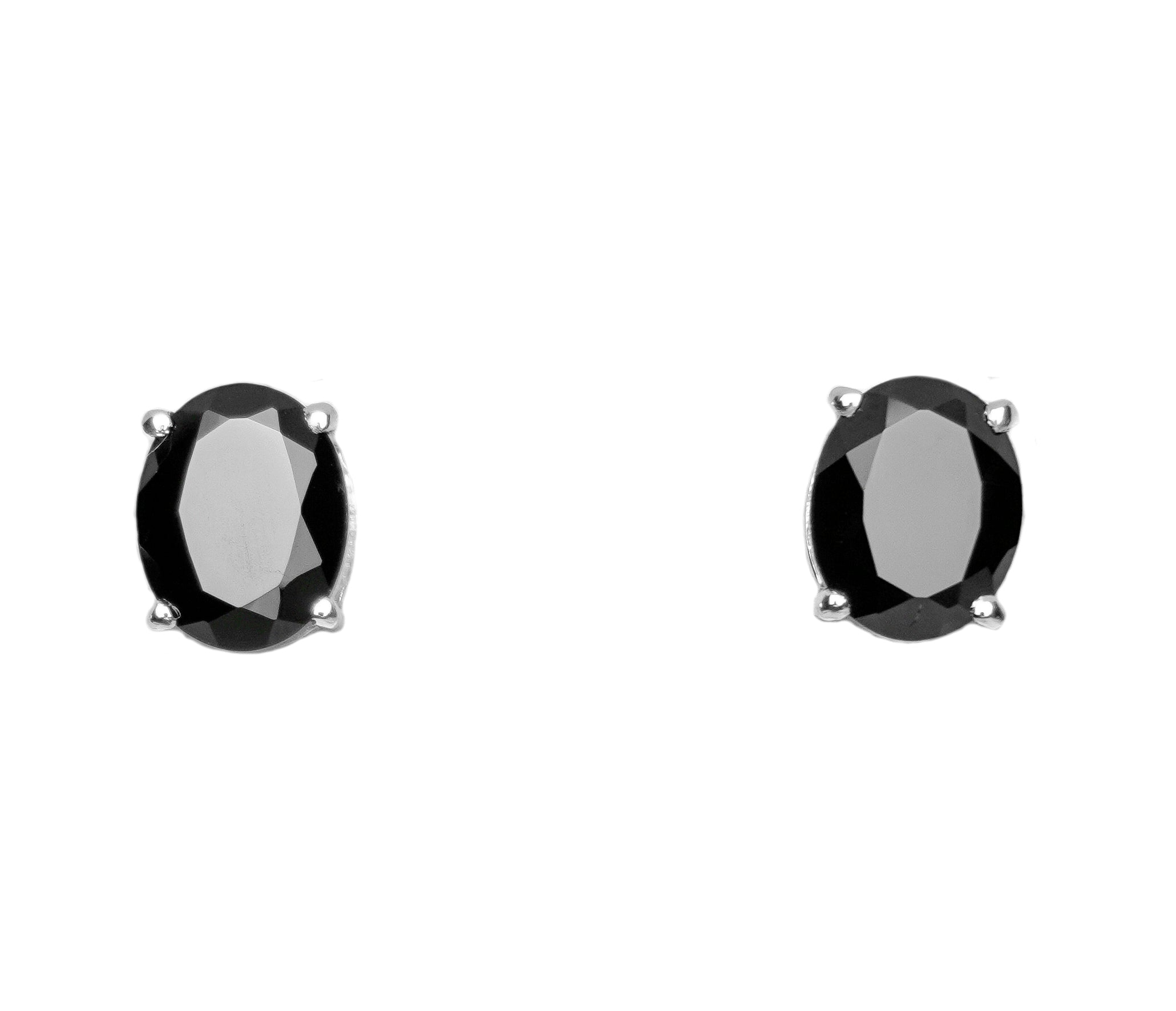 Black Spinel Oval Stud Earring