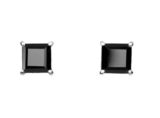 Black Spinel 7 MM Square Stud Earring - UNISEX