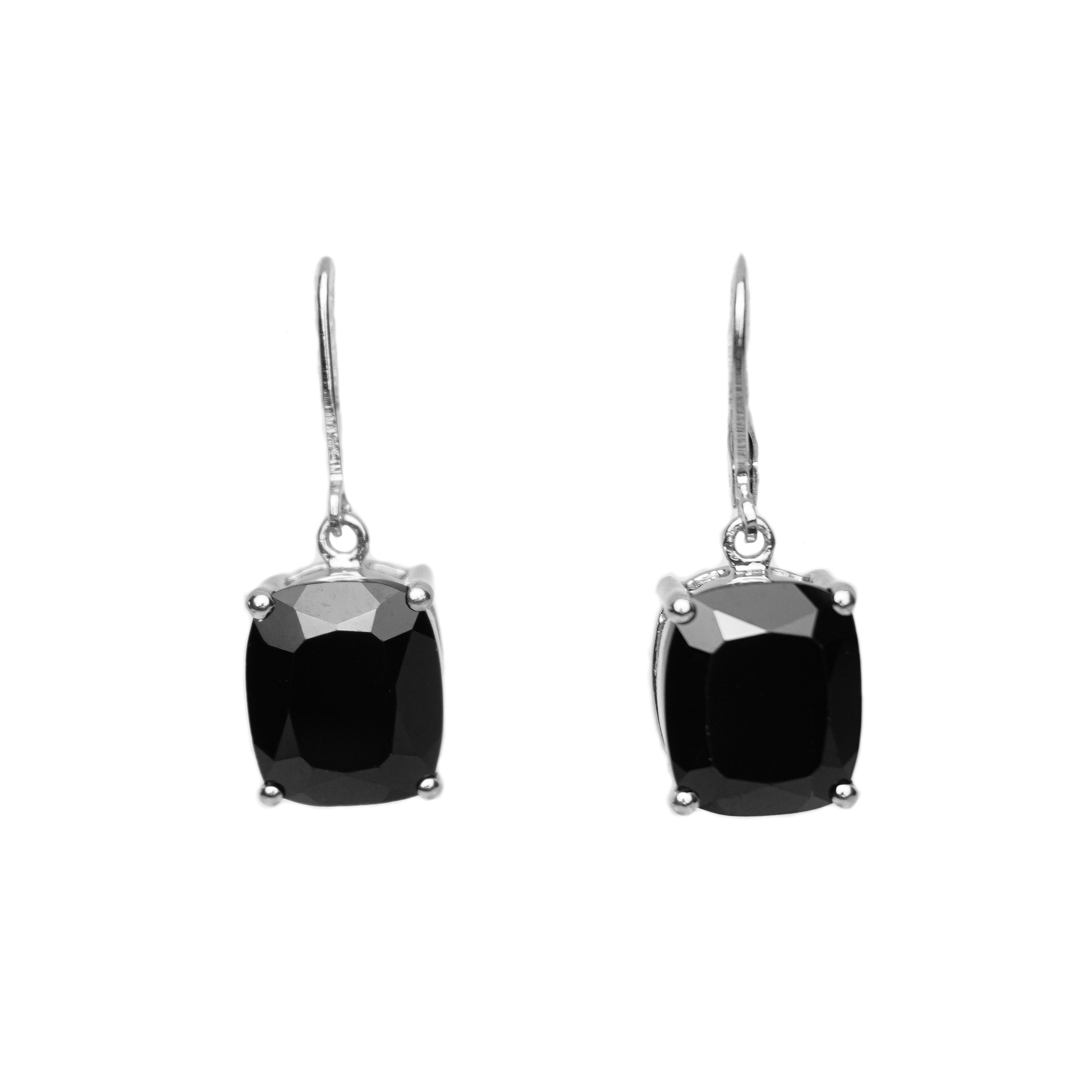 Black Spinel Cushion Drop Earring