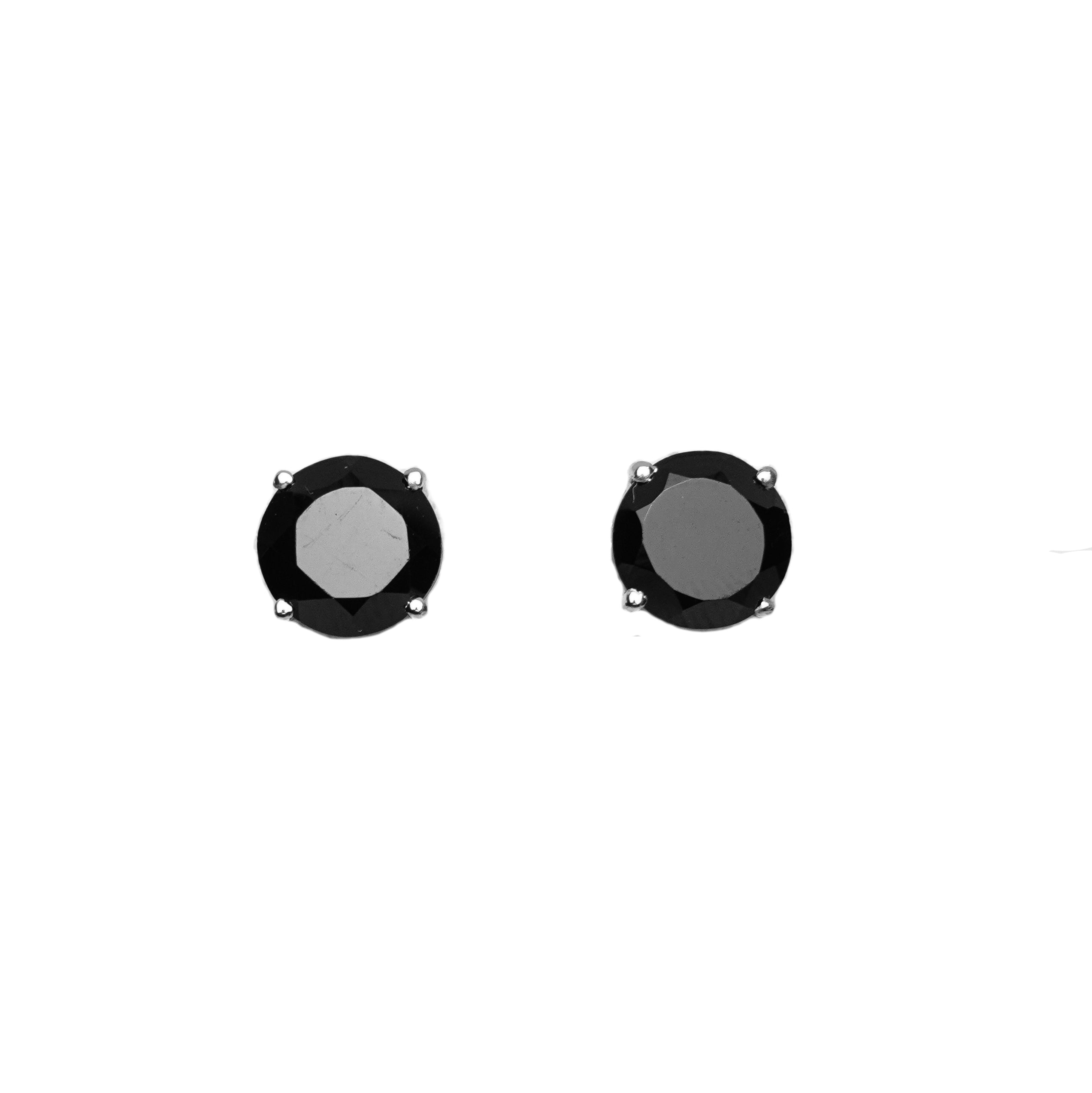 Black Spinel Round Stud Earring