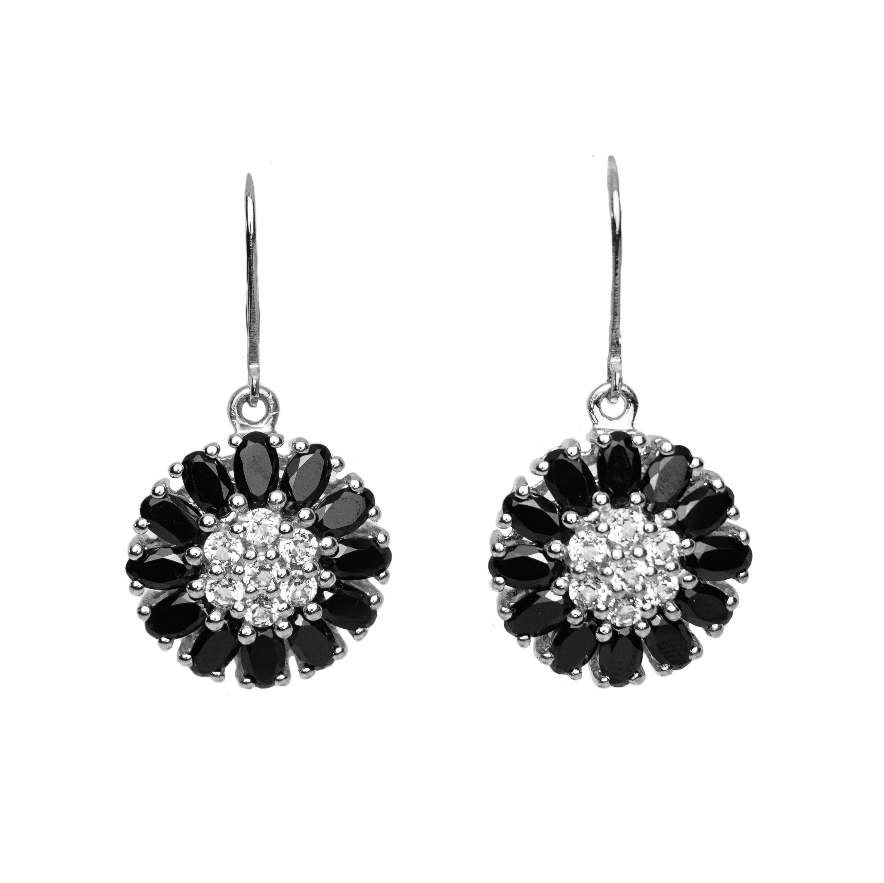 Black Spinel and White Topaz Earring